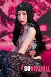 160cm 5ft2 Silicone A Cup Small Chests Black Hair Sex Doll