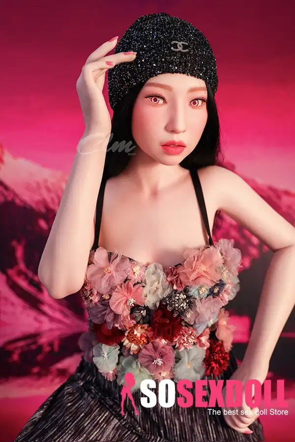 160cm 5ft2 Silicone A Cup Small Chests Black Hair Sex Doll