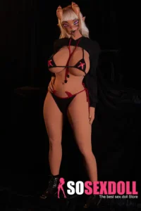 160cm 5ft2 Silicone Chubby Figure Silver Hair Cat Ear Sex Doll