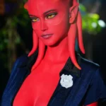 160cm 5ft2 Alien Style Crimson Skin Busty Hourglass Shape Sex Doll #A9 Head