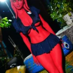 160cm 5ft2 Alien Style Crimson Skin Busty Hourglass Shape Sex Doll #A9 Head