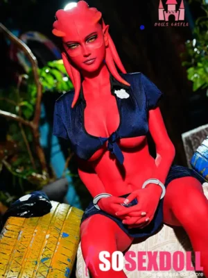 160cm 5ft2 Alien Style Crimson Skin Busty Hourglass Shape Sex Doll #A9 Head