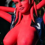 160cm 5ft2 Alien Style Crimson Skin Busty Hourglass Shape Sex Doll #A9 Head
