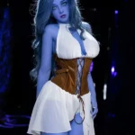 160cm 5ft2 TPE Implengan Kulit Biru Busty Curvy Gambar Boneka Seks 225 Kepala Gaya Dukun