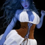 160cm 5ft2 TPE Fantasy Blue Skin Busty Curvy Figure Sex Doll 225 Head Witch Style