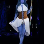 160cm 5ft2 TPE Implengan Kulit Biru Busty Curvy Gambar Boneka Seks 225 Kepala Gaya Dukun