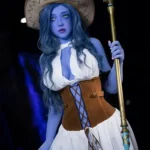160cm 5ft2 TPE Implengan Kulit Biru Busty Curvy Gambar Boneka Seks 225 Kepala Gaya Dukun