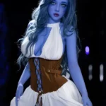 160cm 5ft2 TPE Implengan Kulit Biru Busty Curvy Gambar Boneka Seks 225 Kepala Gaya Dukun