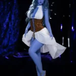 160cm 5ft2 TPE Implengan Kulit Biru Busty Curvy Gambar Boneka Seks 225 Kepala Gaya Dukun