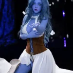 160cm 5ft2 TPE Implengan Kulit Biru Busty Curvy Gambar Boneka Seks 225 Kepala Gaya Dukun