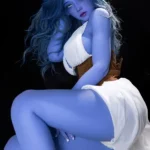 160cm 5ft2 TPE Implengan Kulit Biru Busty Curvy Gambar Boneka Seks 225 Kepala Gaya Dukun