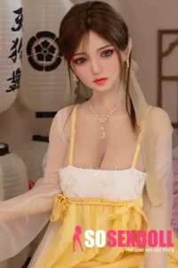 160cm 5ft2 Yellow Spaghetti Strap Dress Sex Dolls Realistic Love Dolls Vagina Toys