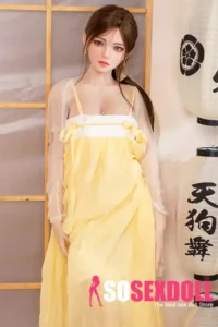160cm 5ft2 Yellow Spaghetti Strap Dress Sex Dolls Realistic Love Dolls Vagina Toys