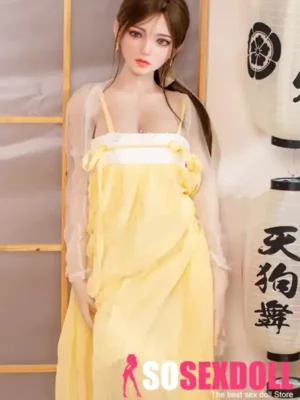 160cm 5ft2 Yellow Spaghetti Strap Dress Sex Dolls Realistic Love Dolls Vagina Toys