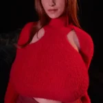 161cm 5ft3 Silicone I Cup Huge Chests Red Suit Short Hair Sex Doll