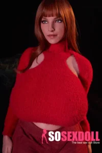161cm 5ft3 Silicone I Cup Huge Chests Red Suit Short Hair Sex Doll