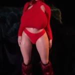 161cm 5ft3 Silicone I Cup Huge Chests Red Suit Short Hair Sex Doll