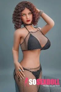 162cm 5ft3 TPE Full Size Curls Hair Chubby Chests Sex Doll