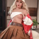 163cm 5ft3 TPE Small Breast Juicy Hips Blonde Hair Sex Doll #DC04 Head