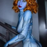 165cm 5ft4 TPE Blue Skin Elf Eared Golden Curly Sex Doll 81 Head