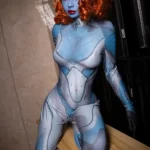 165cm 5ft4 TPE Blue Skin Elf Eared Golden Curly Sex Doll 81 Head