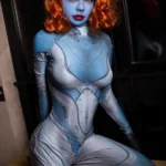 165cm 5ft4 TPE Blue Skin Elf Eared Golden Curly Sex Doll 81 Head