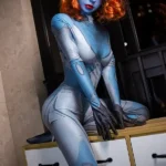 165cm 5ft4 TPE Blue Skin Elf Eared Golden Curly Sex Doll 81 Head