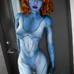 165cm 5ft4 TPE Blue Skin Elf Eared Golden Curly Sex Doll 81 Head