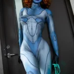 165cm 5ft4 TPE Blue Skin Elf Eared Golden Curly Sex Doll 81 Head