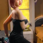 165cm 5ft4 TPE Short Hair Big Breasts Sex Doll With Black Dress