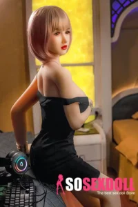 165cm 5ft4 TPE Short Hair Big Breasts Sex Doll With Black Dress