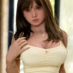 166cm 5ft4 TPE Youthful Girl Busty Slim Waist Brunette Sex Doll 27 Head in Yellow Mini Dress