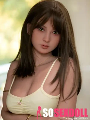 166cm 5ft4 TPE Youthful Girl Busty Slim Waist Brunette Sex Doll 27 Head in Yellow Mini Dress