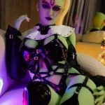 168cm 5ft5 TPE Green Skin Small Horned Big Boobs Curvy Hips Sex Doll #A4 Head