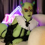 168cm 5ft5 TPE Green Skin Small Horned Big Boobs Curvy Hips Sex Doll #A4 Head