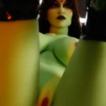 168cm 5ft5 TPE Green Skin Small Horned Big Boobs Curvy Hips Sex Doll #A4 Head
