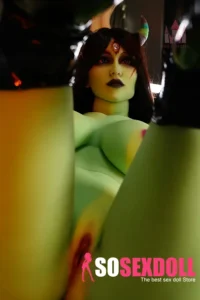 168cm 5ft5 TPE E Cup Green Skin Demon Sex Doll #A4 Head with Horns in Stock (US only)
