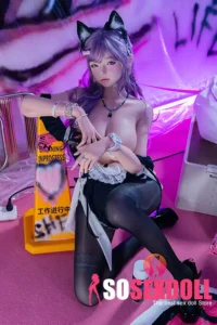 168cm 5ft6 Purple Cat Ear Sexy Sex Dolls Life Sized Adult Sex Dolls D-Cup