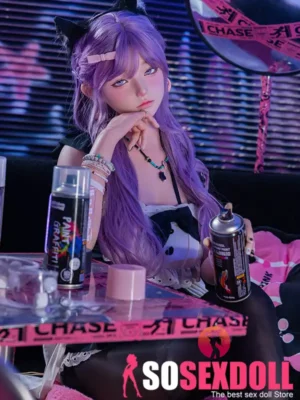 168cm 5ft6 Purple Cat Ear Sexy Sex Dolls Life Sized Adult Sex Dolls D-Cup