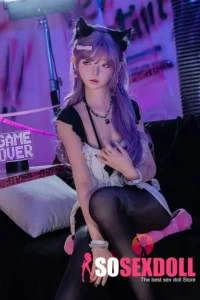 168cm 5ft6 Purple Cat Ear Sexy Sex Dolls Life Sized Adult Sex Dolls D-Cup
