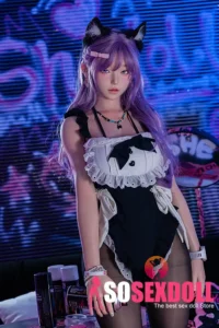 168cm 5ft6 Purple Cat Ear Sexy Sex Dolls Life Sized Adult Sex Dolls D-Cup