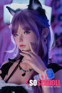 168cm 5ft6 Purple Cat Ear Sexy Sex Dolls Life Sized Adult Sex Dolls D-Cup