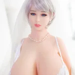 169cm 5ft5 TPE Huge Chest Hourglass Silver Hair Sex Doll 103 Head in White lace sexy lingerie