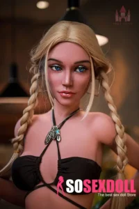 170 cm 5 m TPE Şekilli Göğüs İnce Vücut Altın Saçlı Seks Bebeği #DC5 Baş