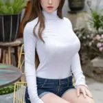 170cm 5ft6 White Sleeve Blue Shorts Sex Dolls Female Sex Fantasy Sex Toys