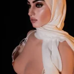 177cm 5ft8 Silicone White Headscarf Seductive Suit Small Boobs
