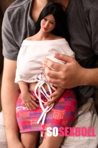 72cm 2ft4 TPE Black Hair Chubby Chests Pink Skirt Sex Doll
