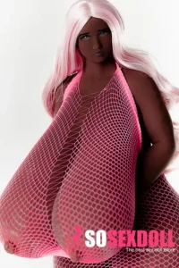 72cm 2ft4 TPE Black Skin Huge Boobs Pink Suit Sex Doll