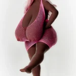 72cm 2ft4 TPE Black Skin Huge Boobs Pink Suit Sex Doll