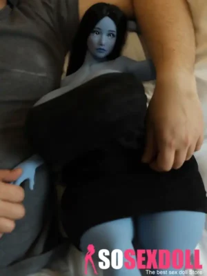 72cm 2ft4 TPE Long Hair Blue Skin Big Boobs Sex Doll